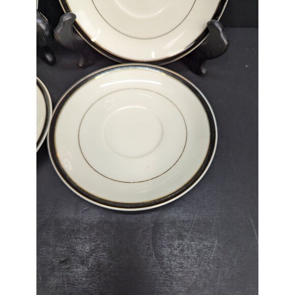 Ivory China Mikasa M2004 Trafalgar Black Rim 5 3/4" Saucer Replacement Set of 4 - Picture 5 of 9